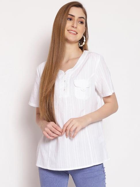 oxolloxo white cotton striped top