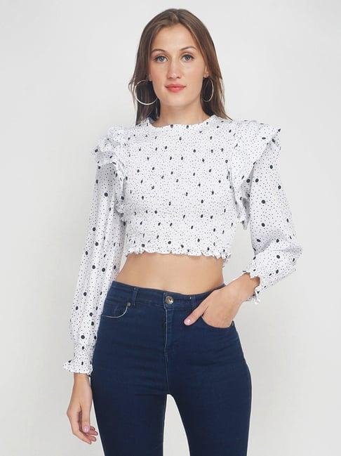 oxolloxo white printed crop top