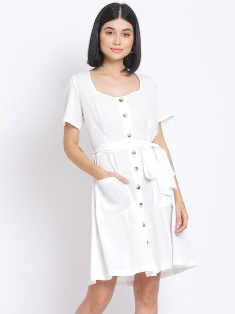 oxolloxo white regular fit wrap dress