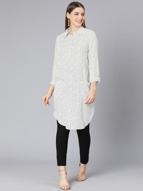 oxolloxo white viscose printed tunic