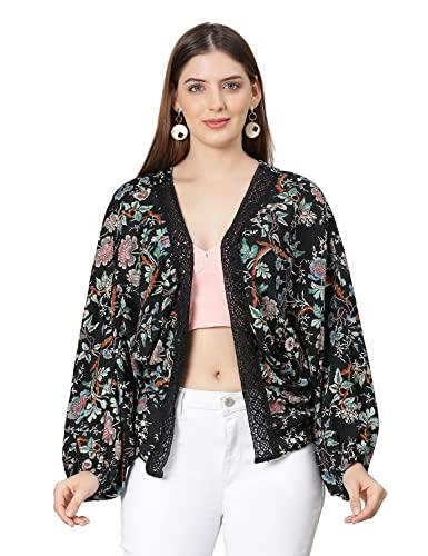 oxolloxo women's viscose floral shrug (black_medium)