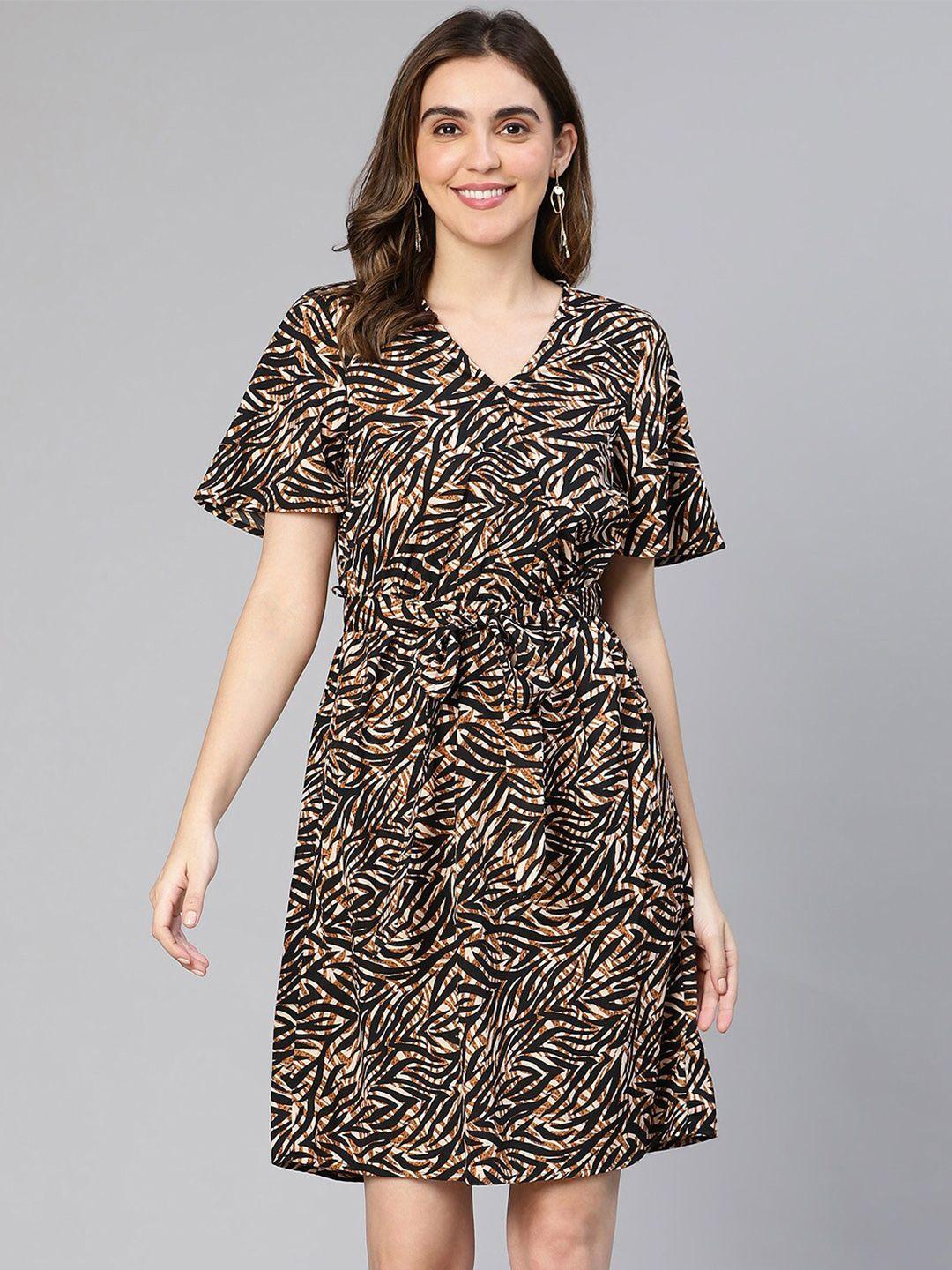 oxolloxo women animal print wrap dress with belt