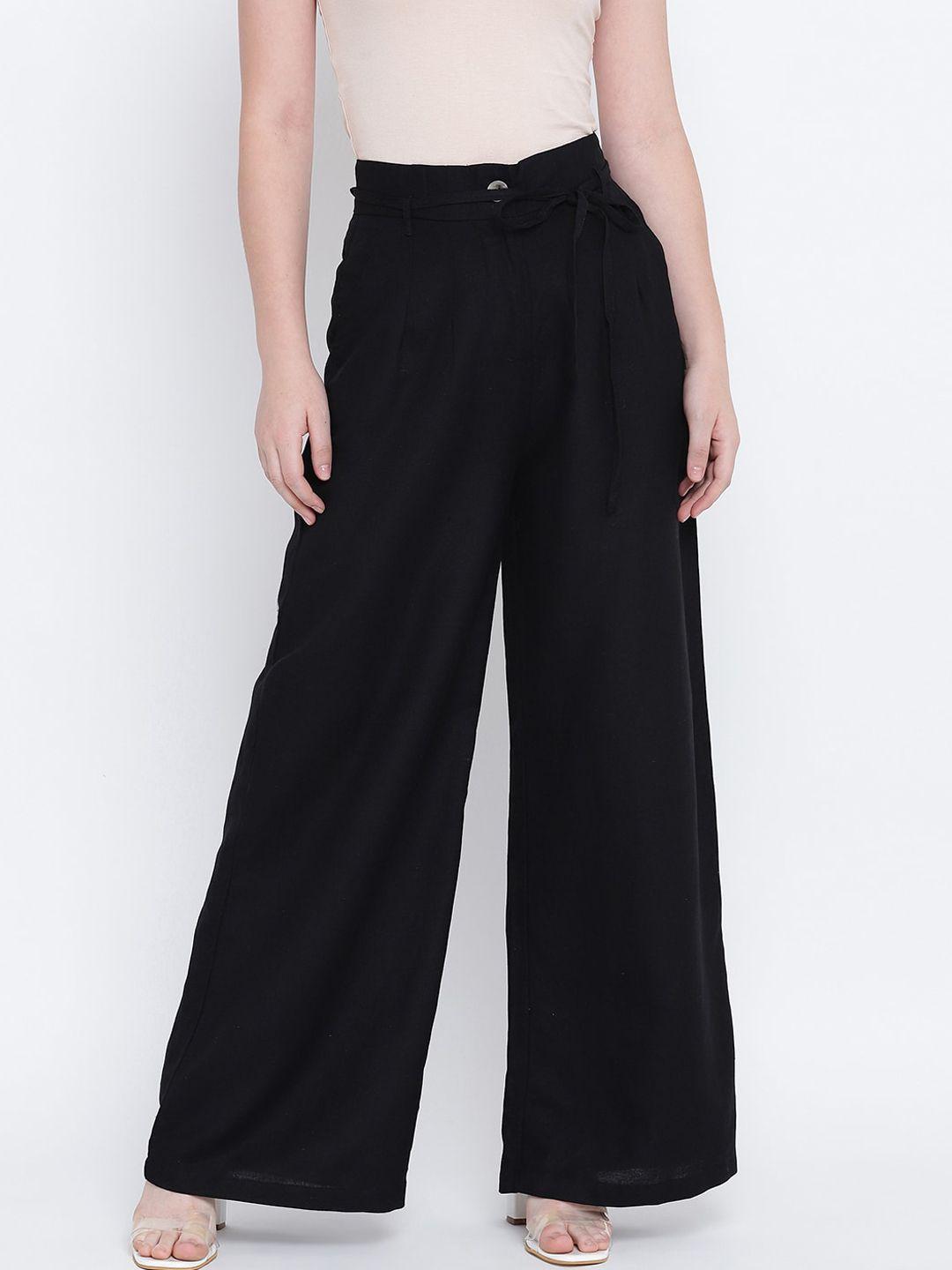 oxolloxo women black high-rise parallel trousers