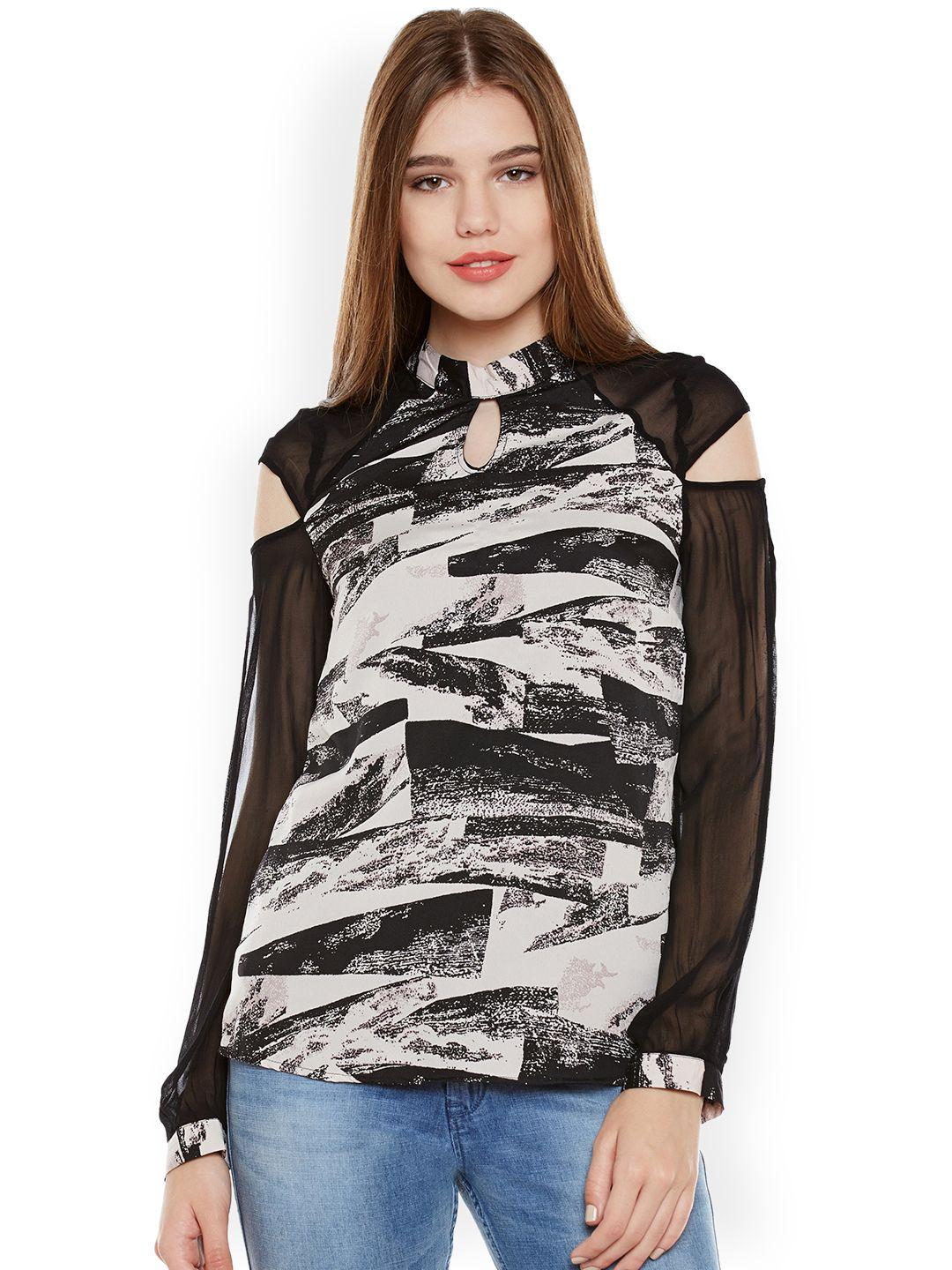 oxolloxo women black printed top