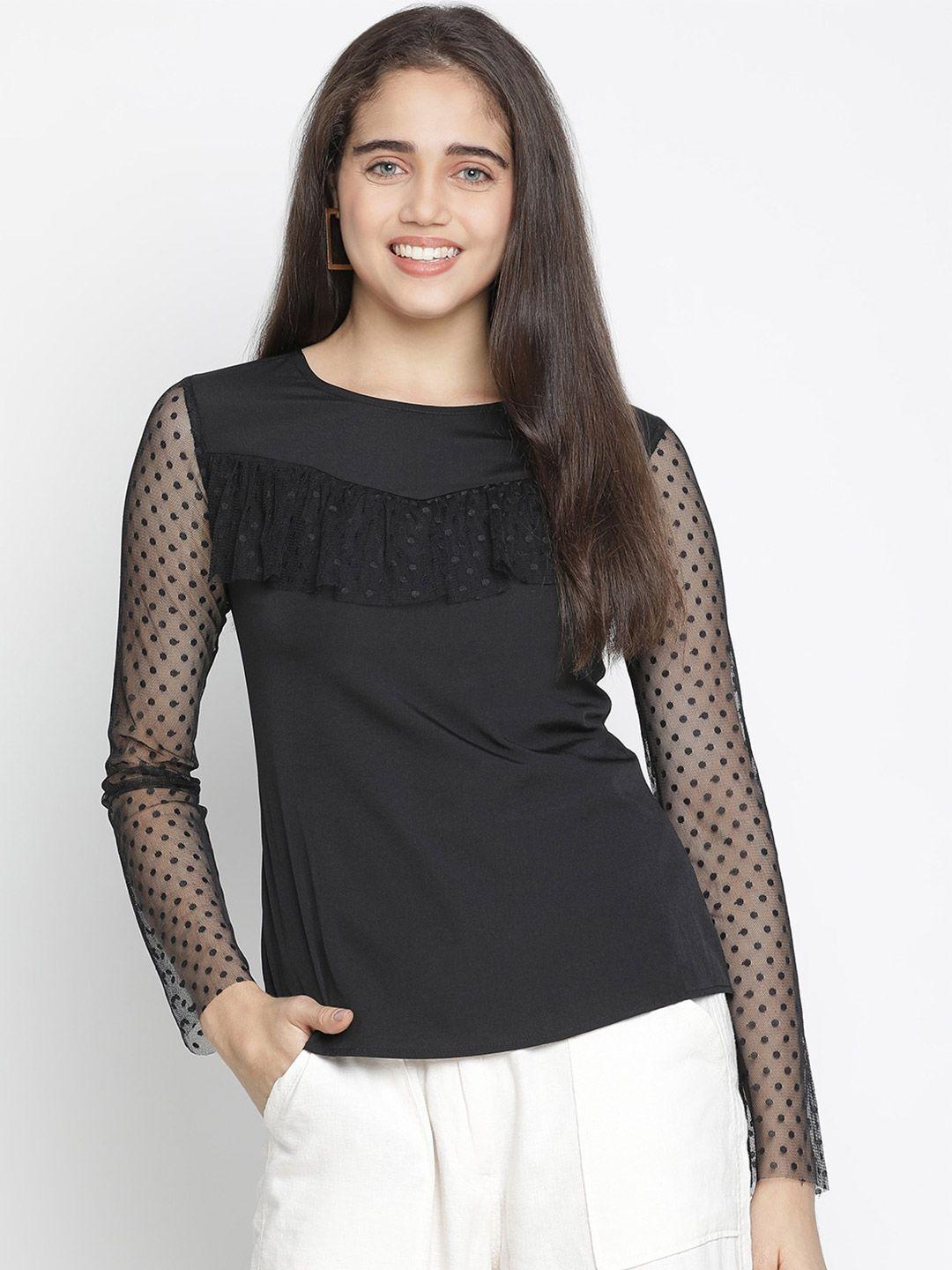 oxolloxo women black self design top