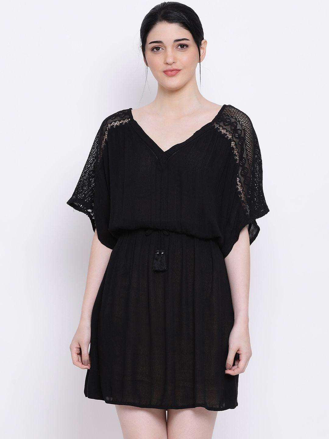 oxolloxo women black solid nightdress