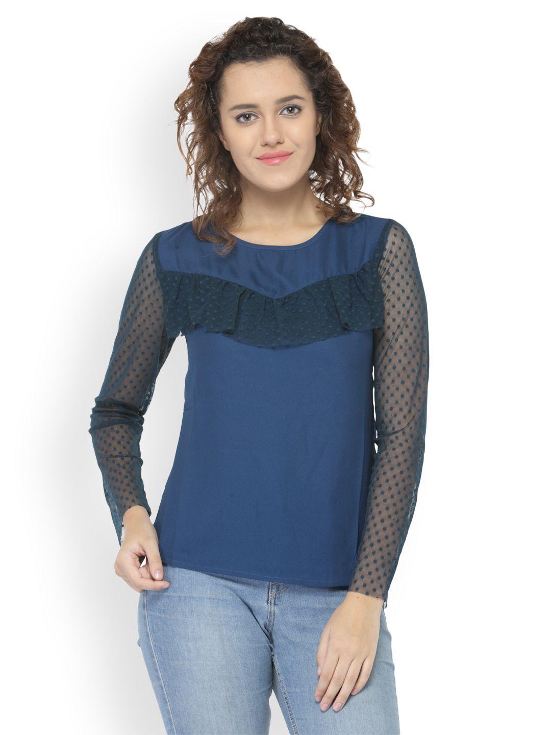 oxolloxo women blue sheer top