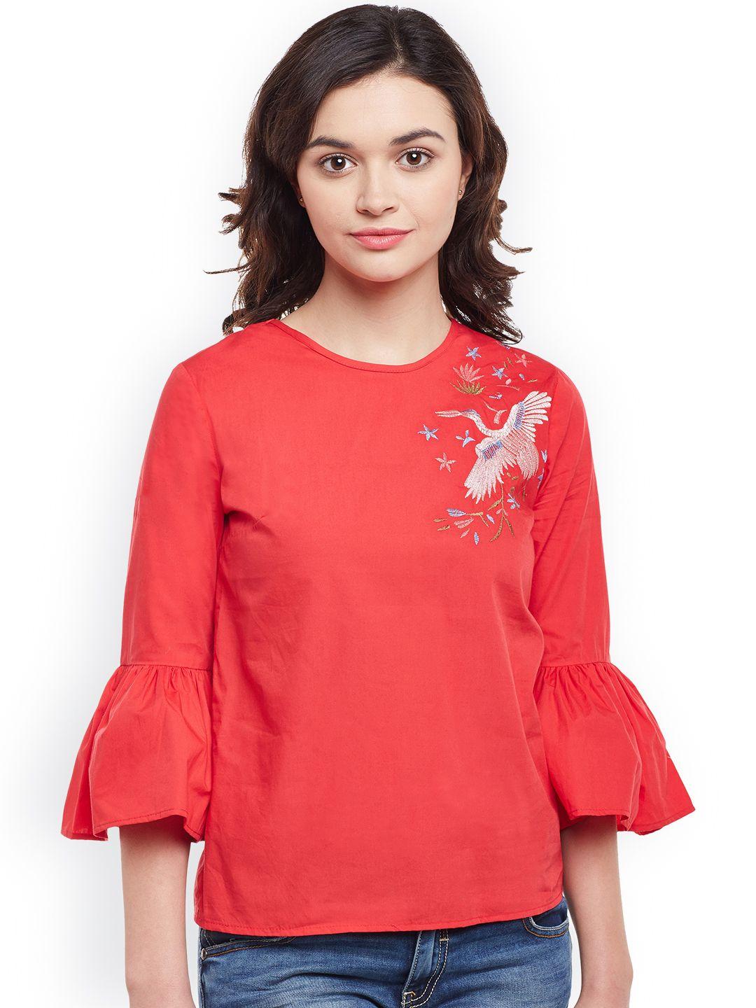 oxolloxo women coral embroidered top