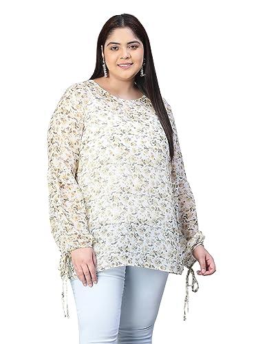 oxolloxo women floral print multicolored round neck long sleeve plus size top (3xl)