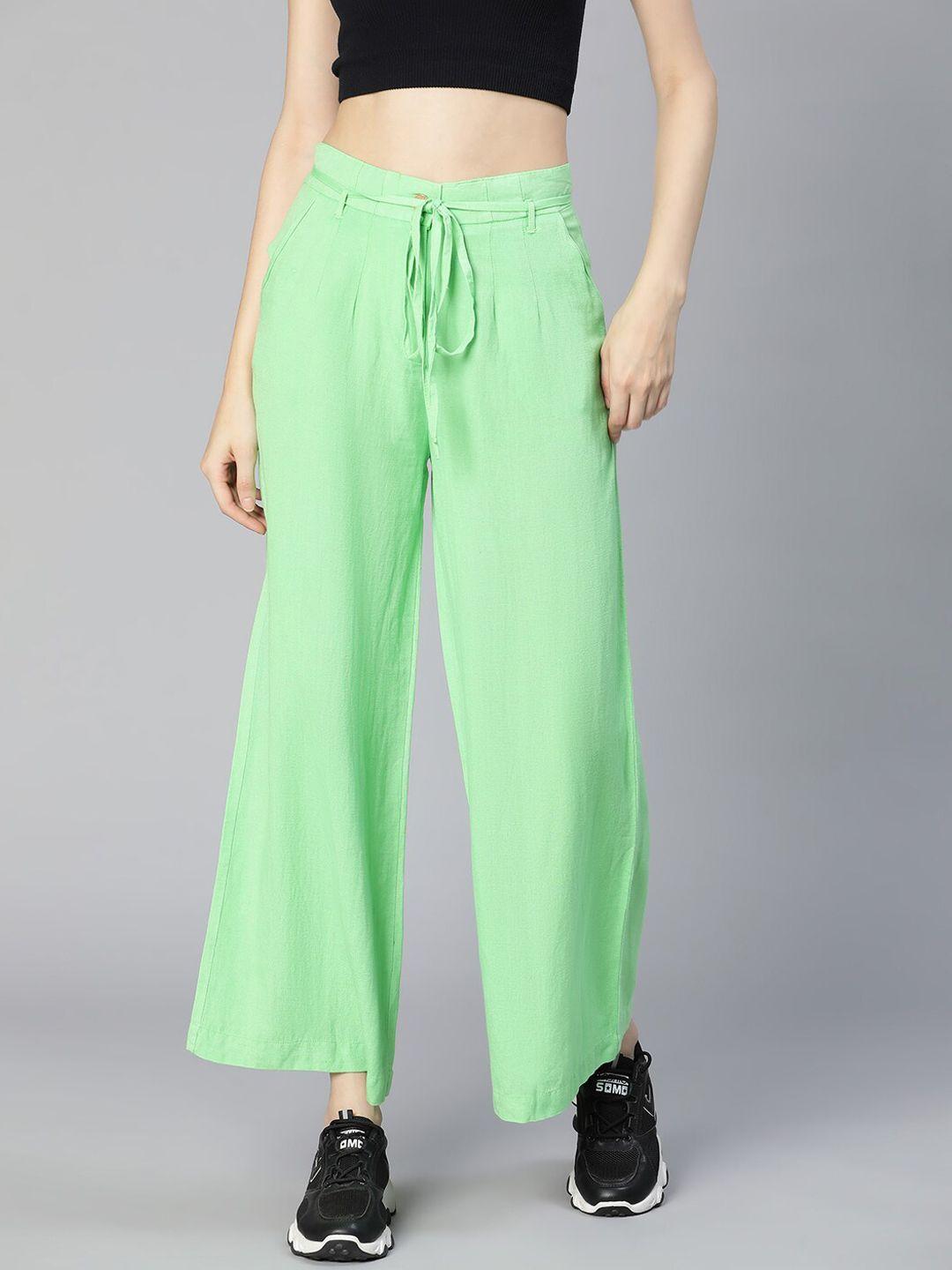 oxolloxo women green pleated trousers