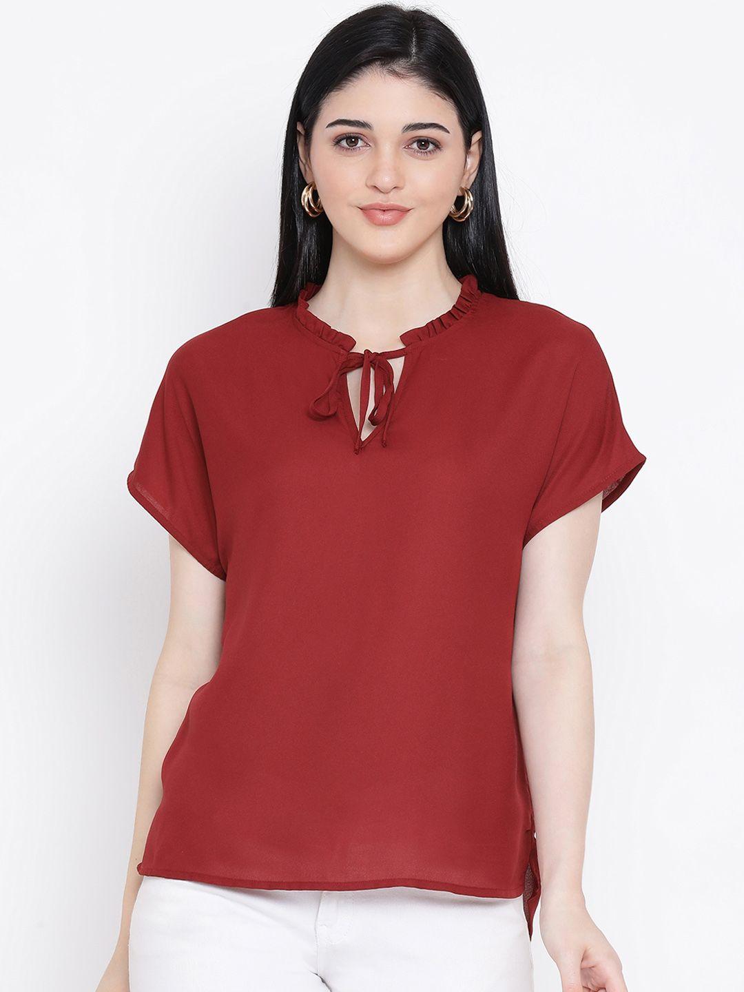 oxolloxo women maroon solid top