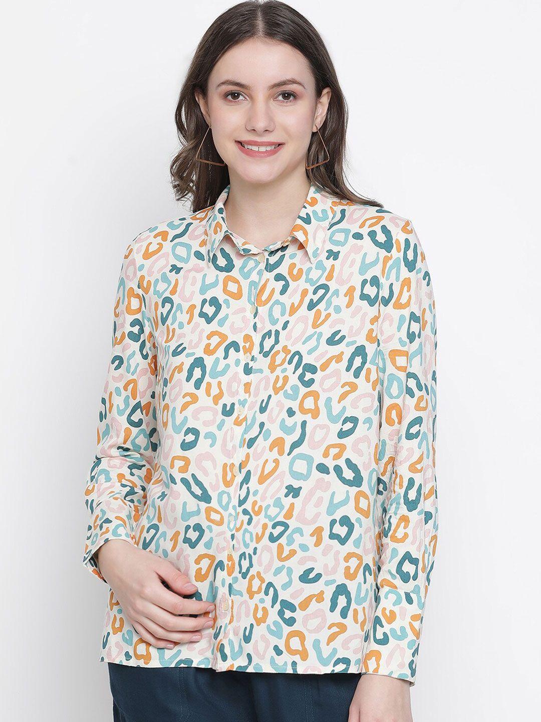oxolloxo women multicoloured classic abstract printed casual shirt