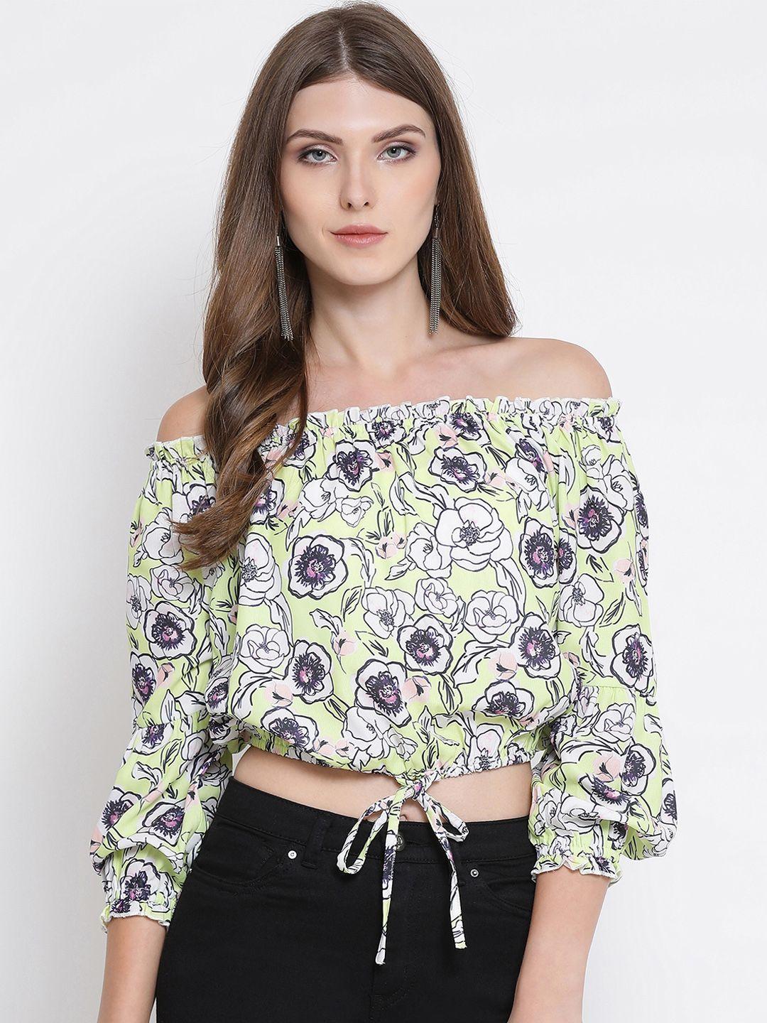 oxolloxo women multicoloured printed bardot crop top