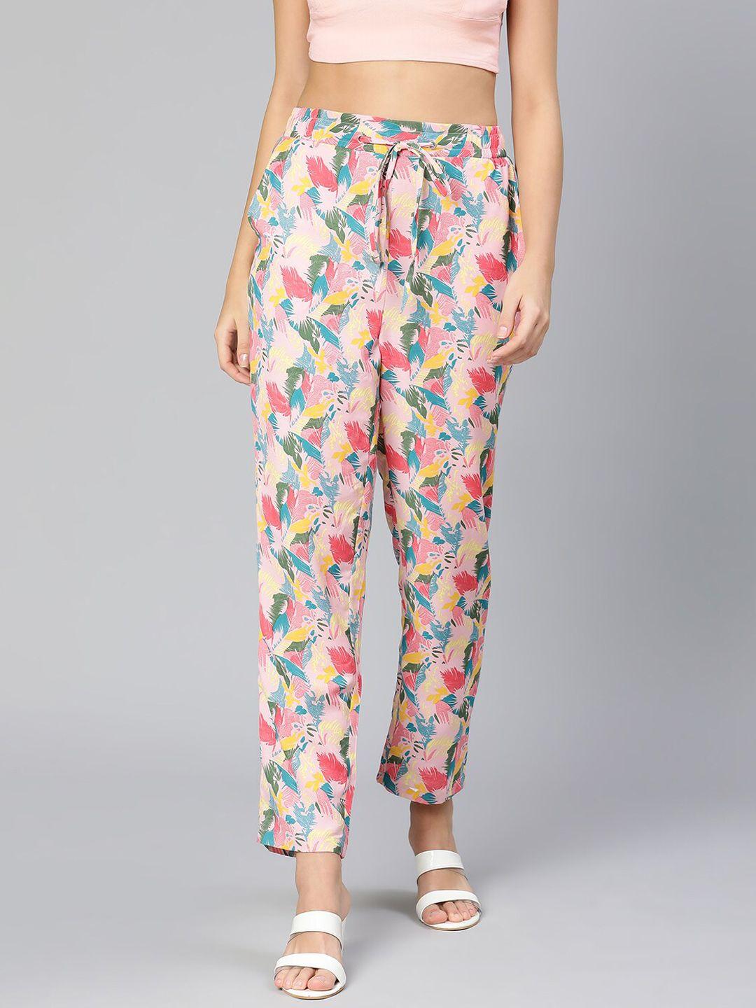 oxolloxo women multicoloured printed trousers