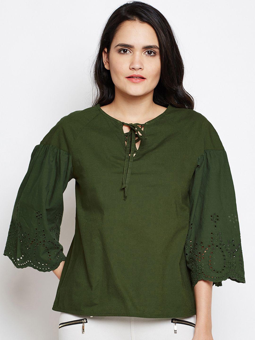 oxolloxo women olive green solid top