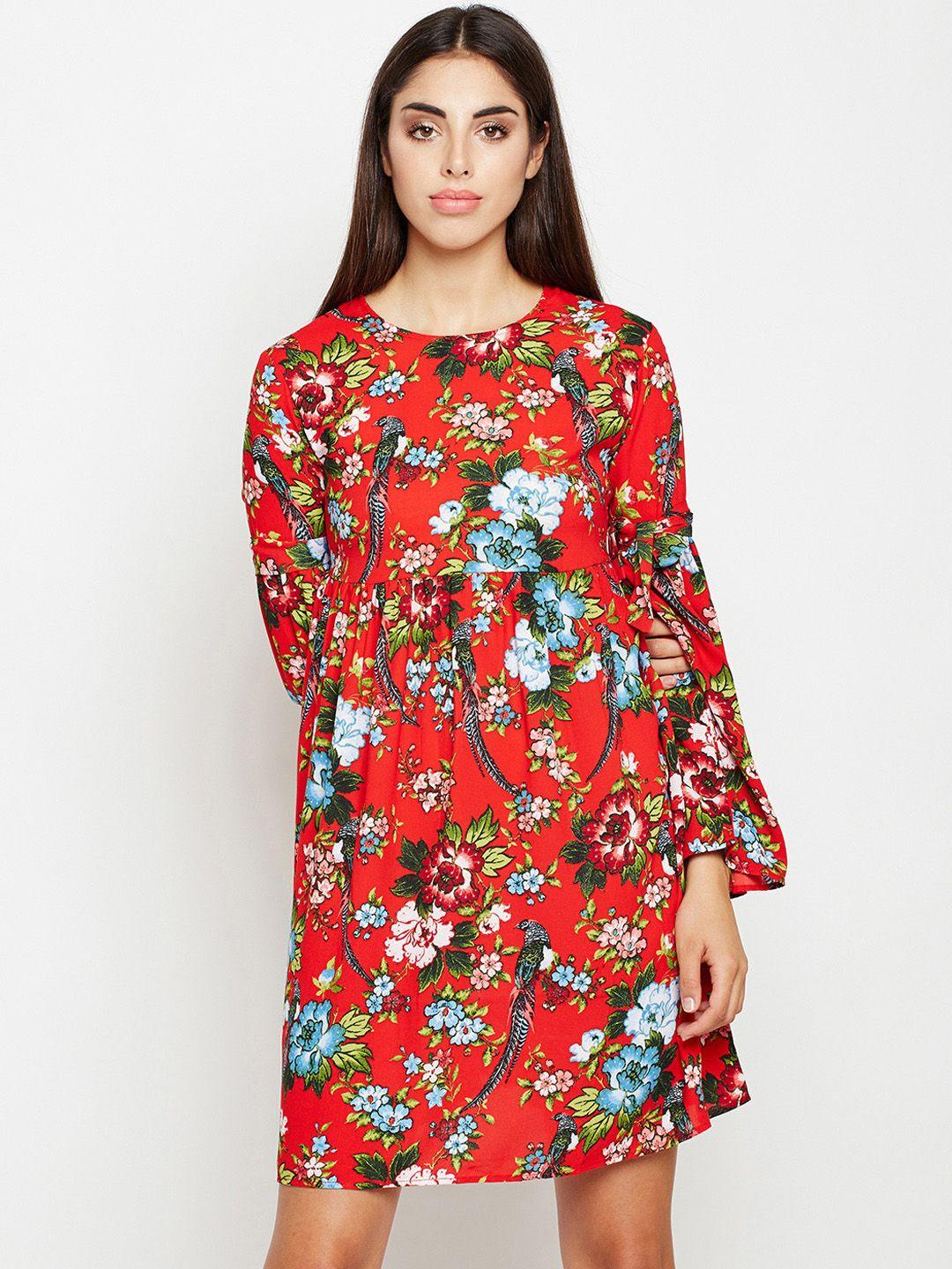 oxolloxo women red printed empire dress