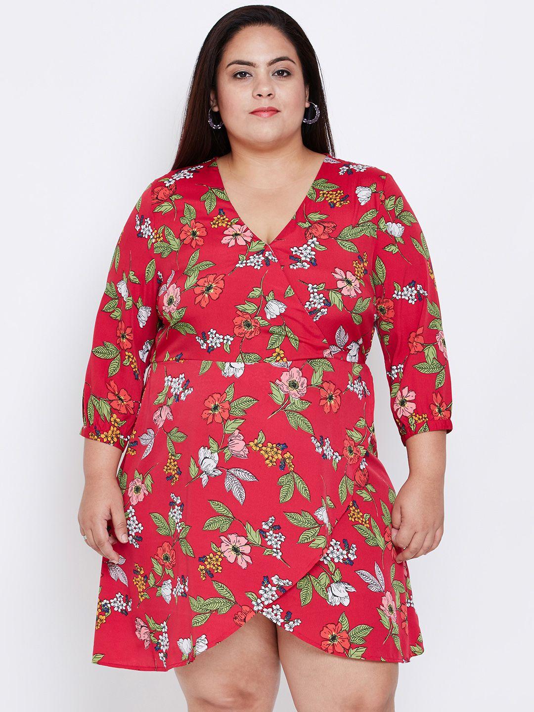 oxolloxo women red printed wrap dress