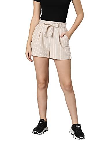 oxolloxo women regular fit cotton solid brown shorts