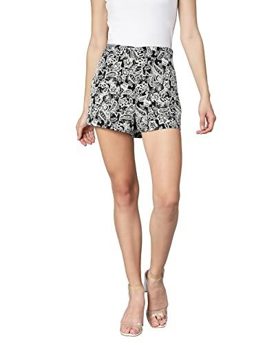 oxolloxo women regular fit polyester printed casual black shorts