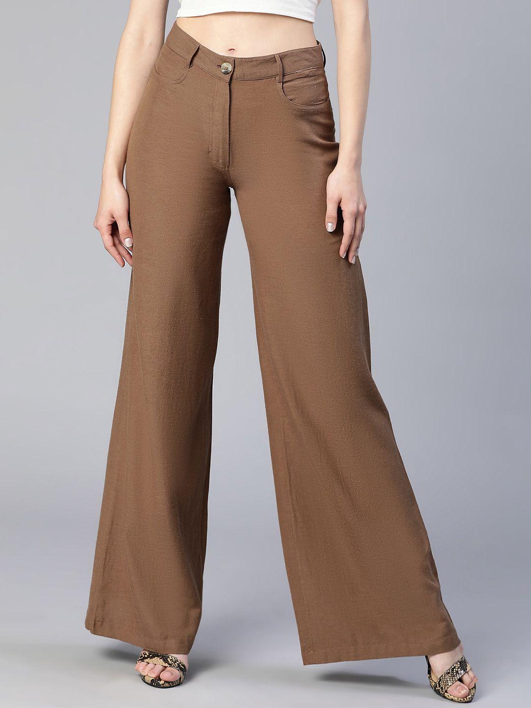 oxolloxo women smart high-rise linen trousers