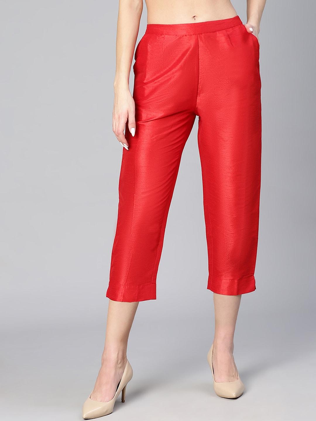 oxolloxo women tailored tapered fit mid-rise trousers