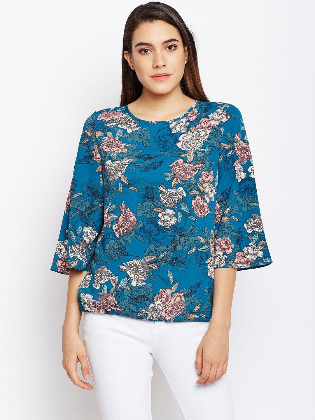 oxolloxo women teal printed top