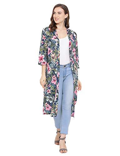 oxolloxo women v neck long sleeve floral shrug (green_m)