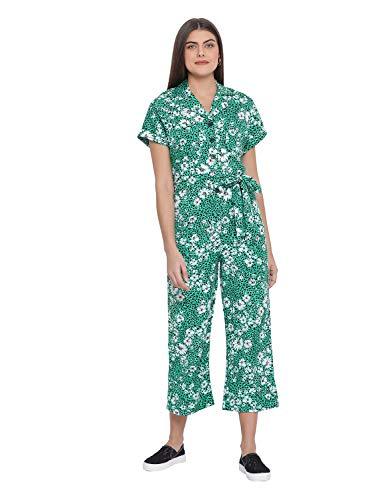 oxolloxo women v neck short sleeves printed jumpsuits (large)