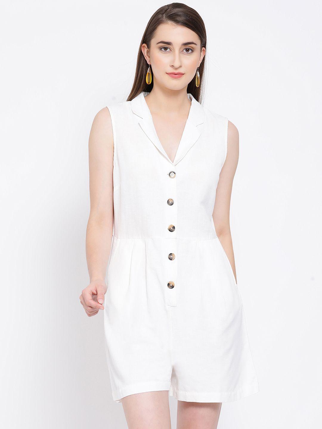 oxolloxo women white solid playsuit