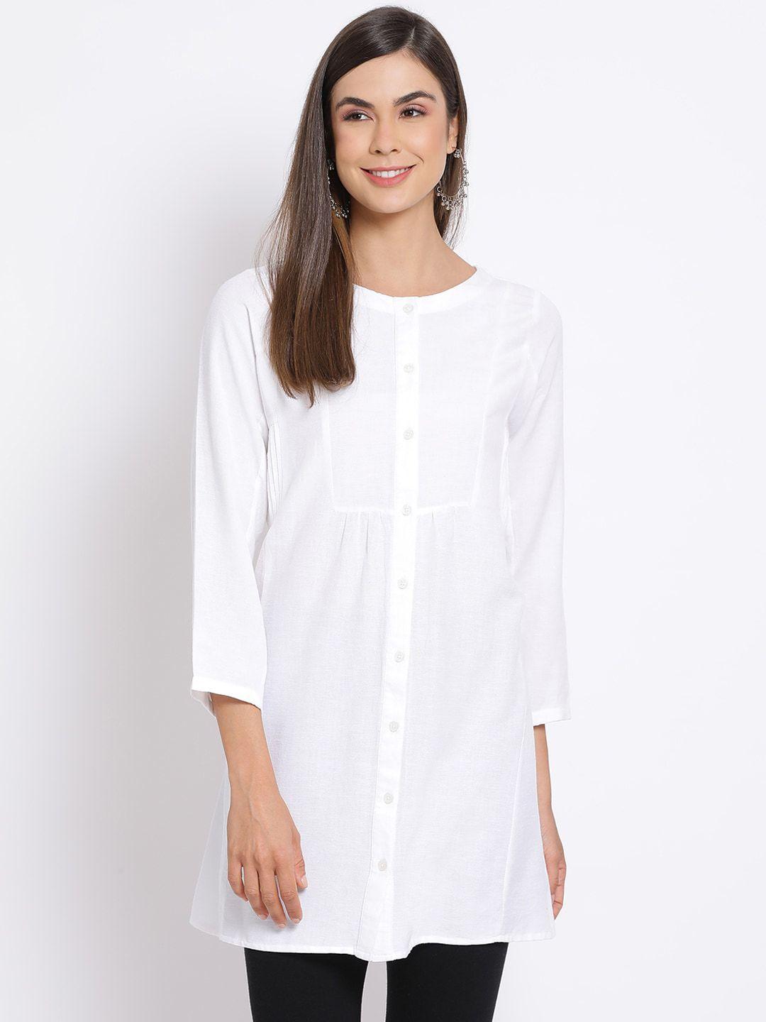 oxolloxo women white solid tunic