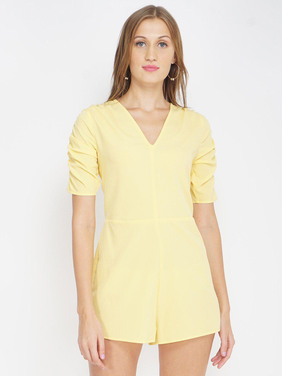 oxolloxo women yellow solid playsuit