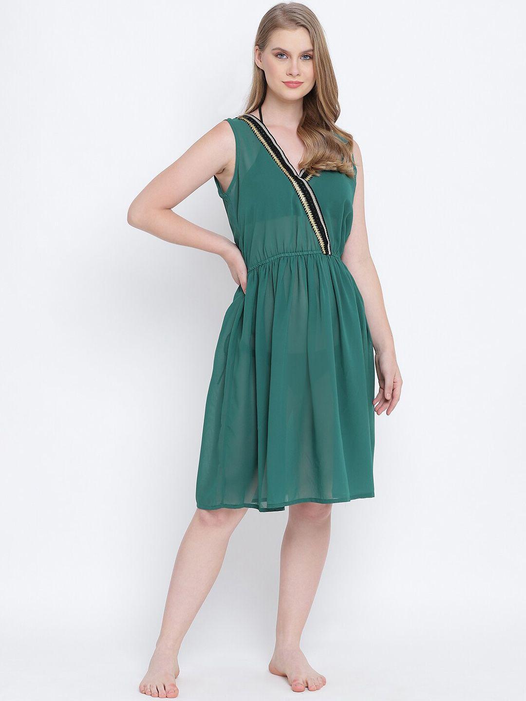 oxolloxo womens green lace design beachwear dress