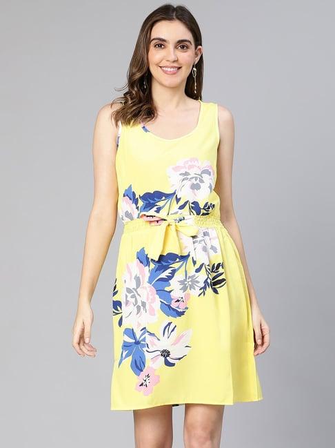 oxolloxo yellow floral print wrap dress