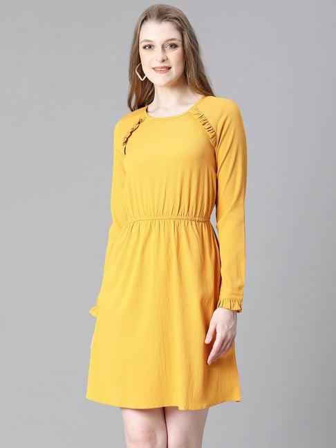 oxolloxo yellow regular fit a line dress