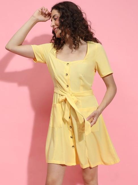 oxolloxo yellow regular fit shirt dress