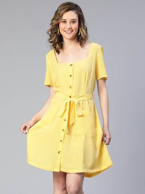 oxolloxo yellow regular fit wrap dress