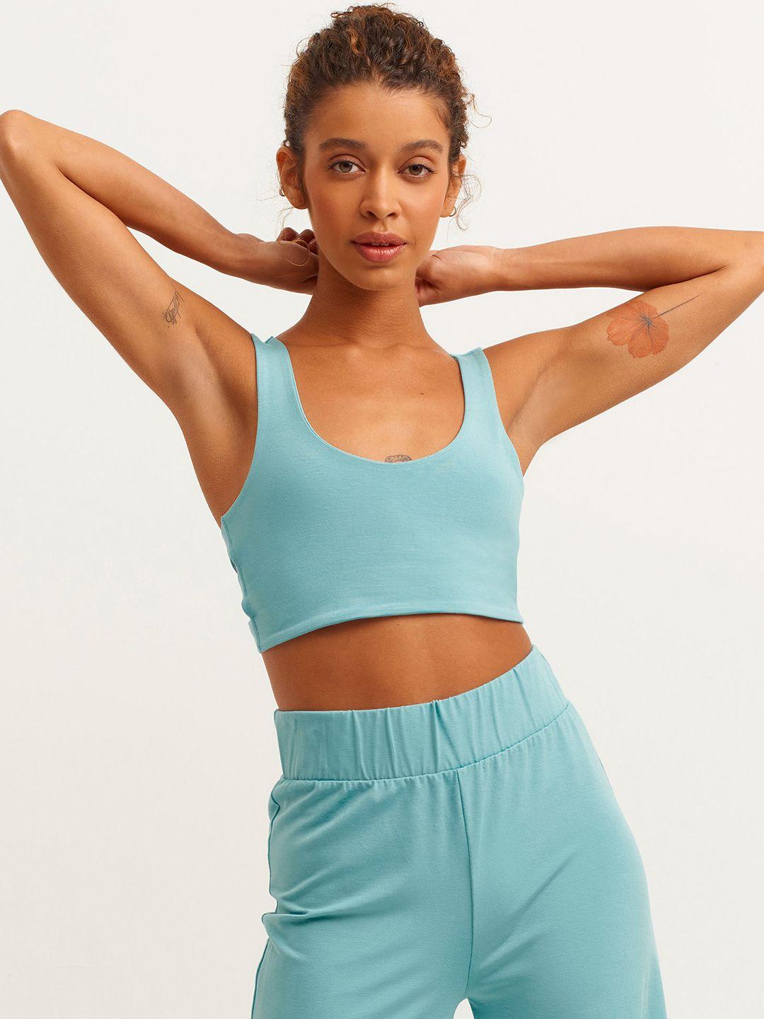 oxxo blue styled back crop top