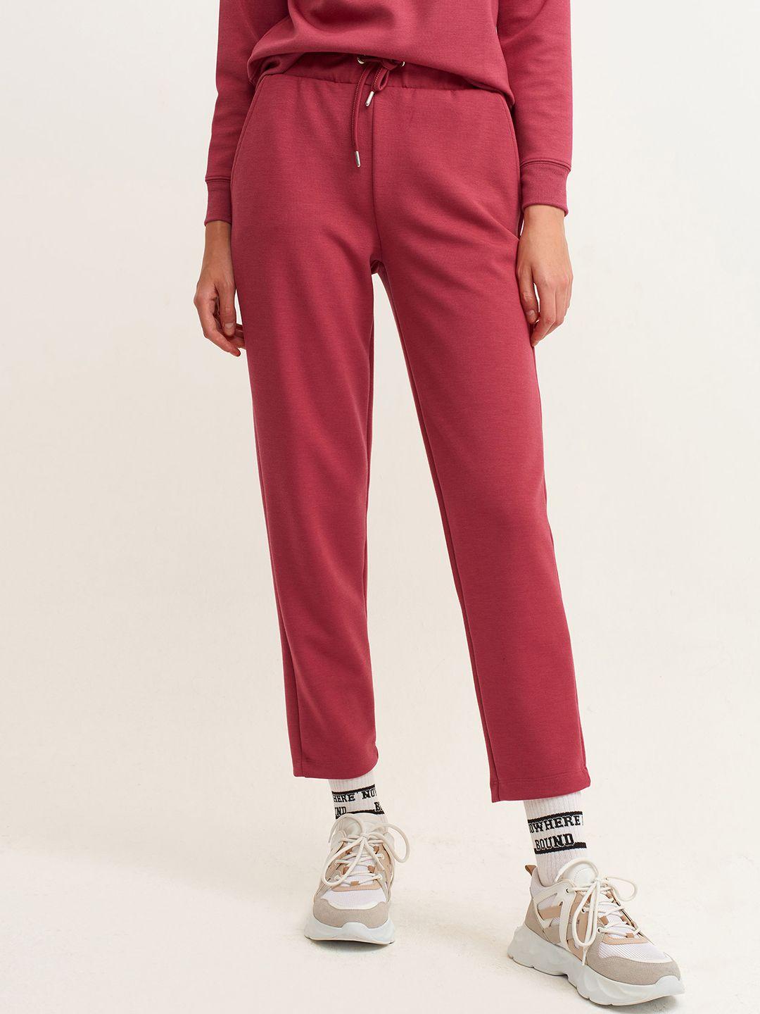 oxxo city collection women pink solid cropped trousers