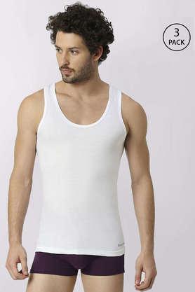 oxy men solid white cotton vest (pack of 3, 80cm) - white