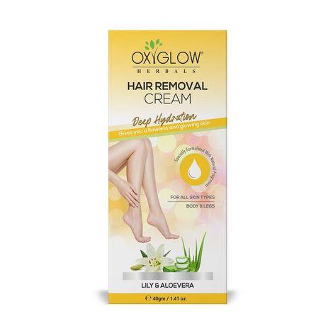 oxyglow herbals lily & aloevera hair removal cream 40g, smooth skin