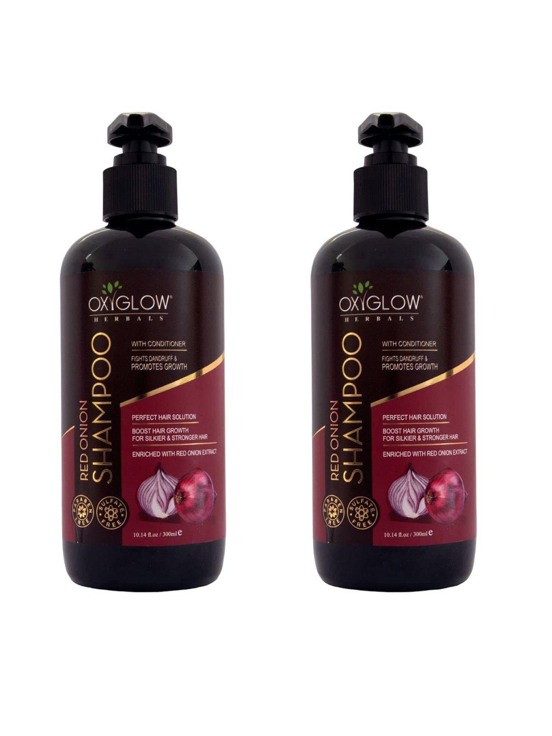 oxyglow herbals set of 2 red onion shampoo - 300 ml each