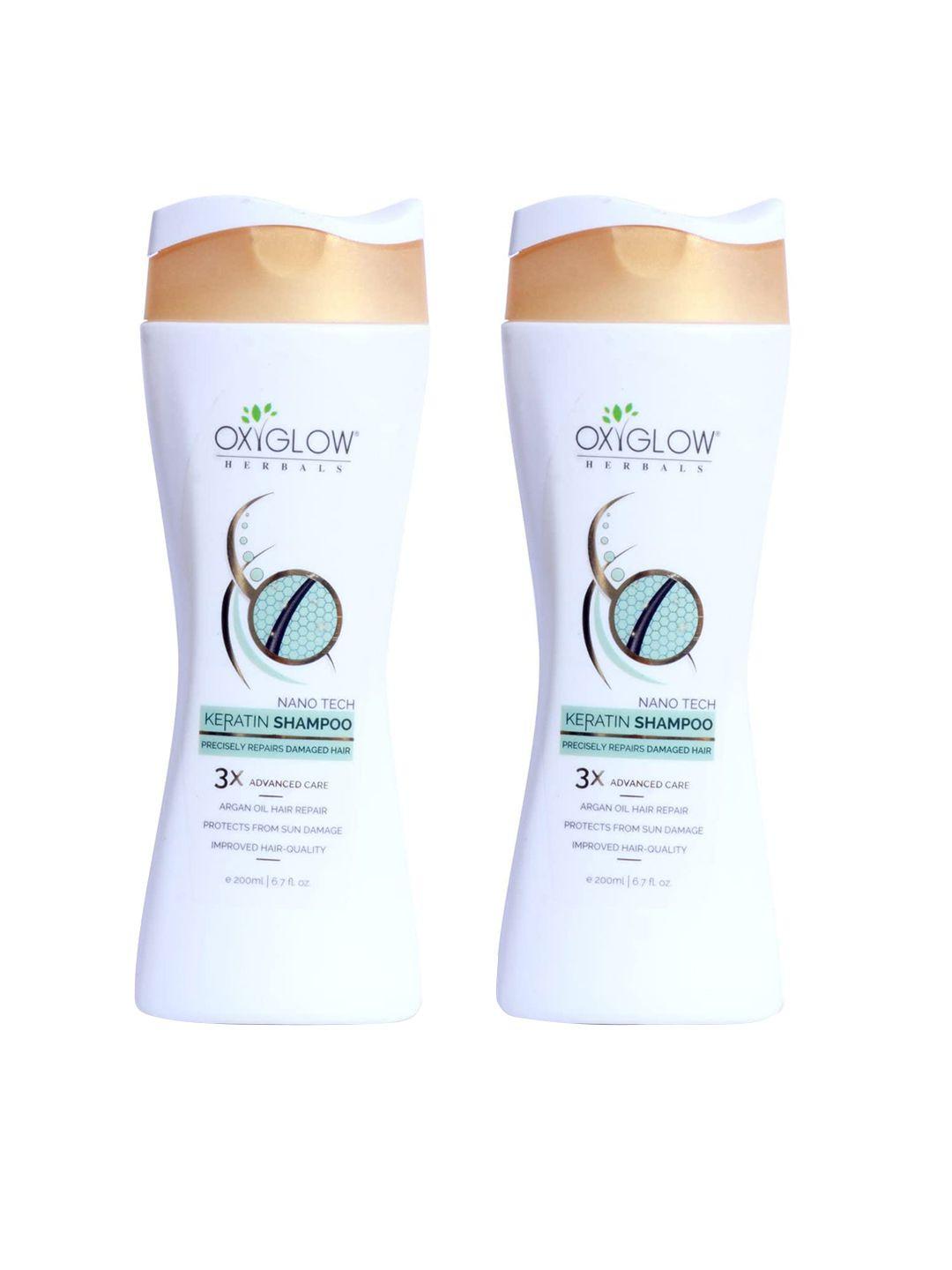 oxyglow set of 2 nano tech  keratin hair shampoo with argan oil - 200ml each