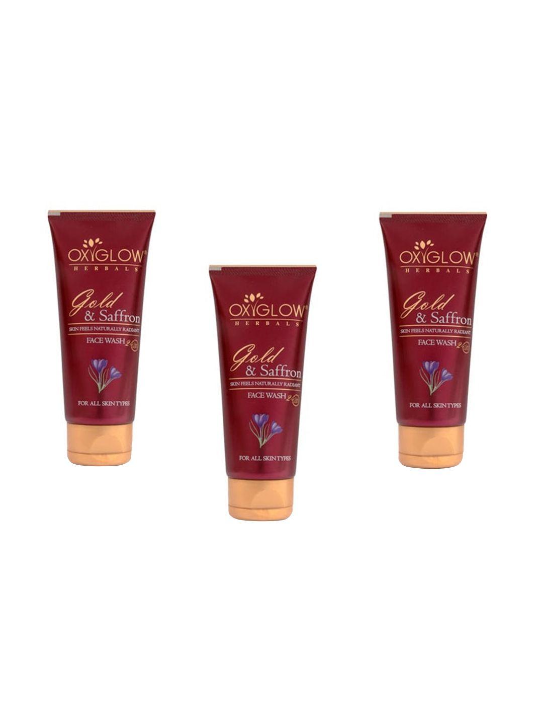 oxyglow set of 3 gold & saffron face washes - 100ml each