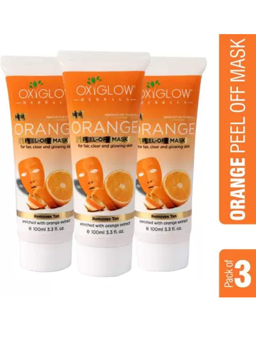 oxyglow set of 3 orange peel-off mask for clear & glowing skin - 100ml each