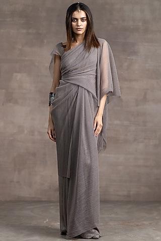 oyster draped asymmetrical dress