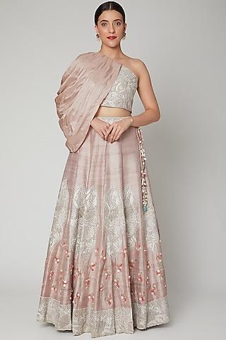 oyster pink embellished lehenga with blouse