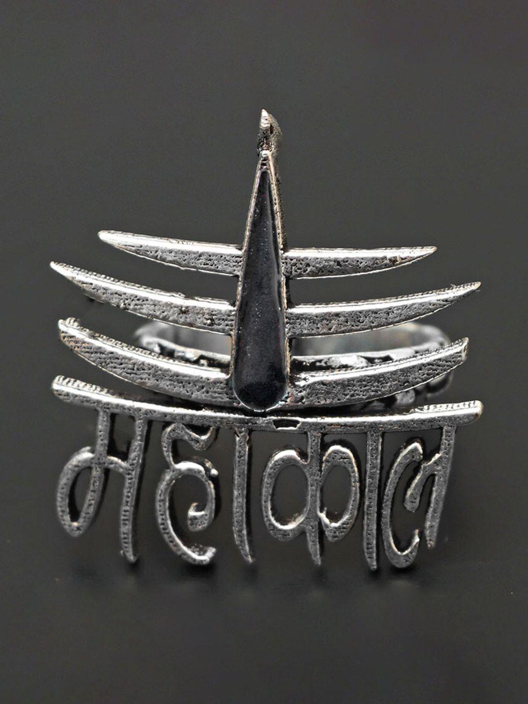 ozanoo oxidised mahakaal ball chain choker jewellery set with finger ring