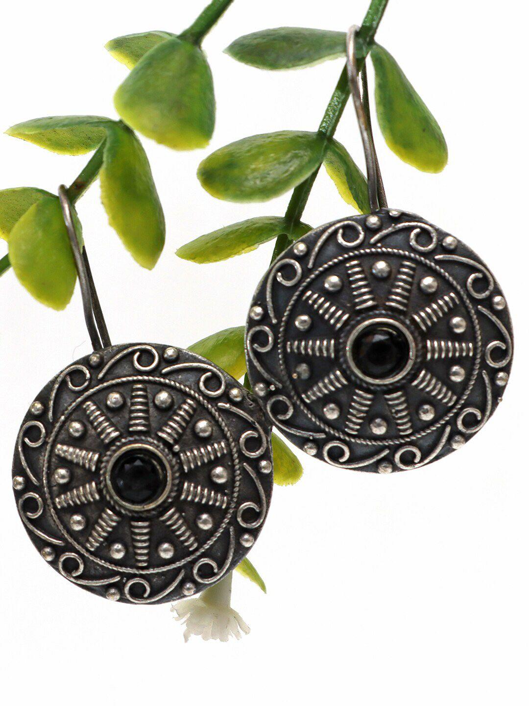 ozanoo black circular drop earrings