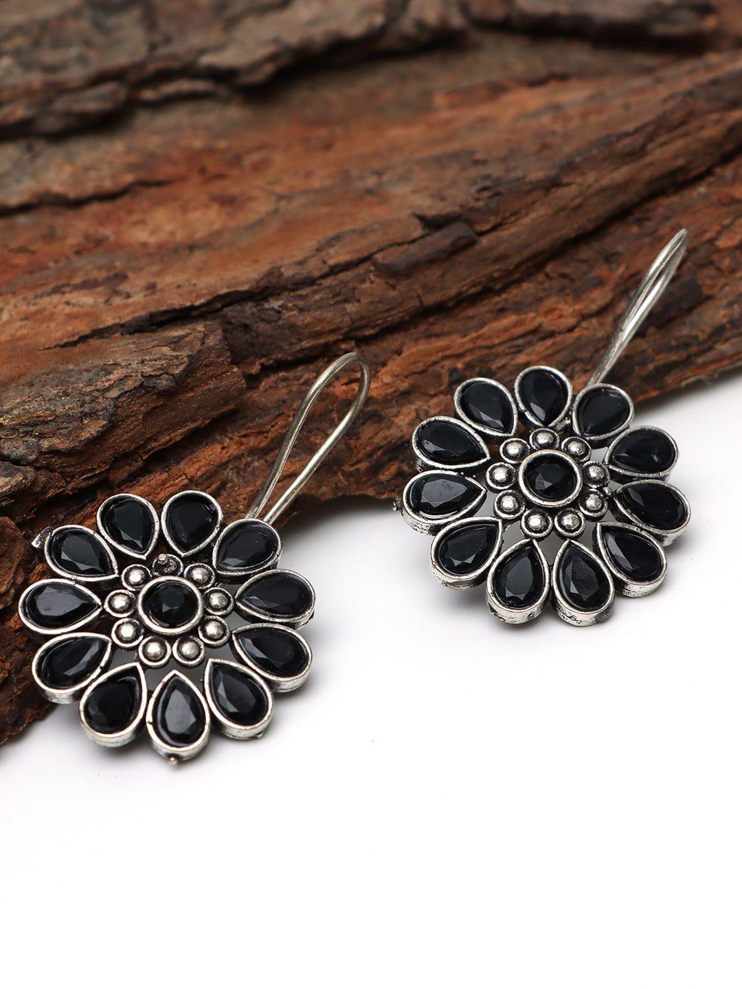 ozanoo black floral drop earrings