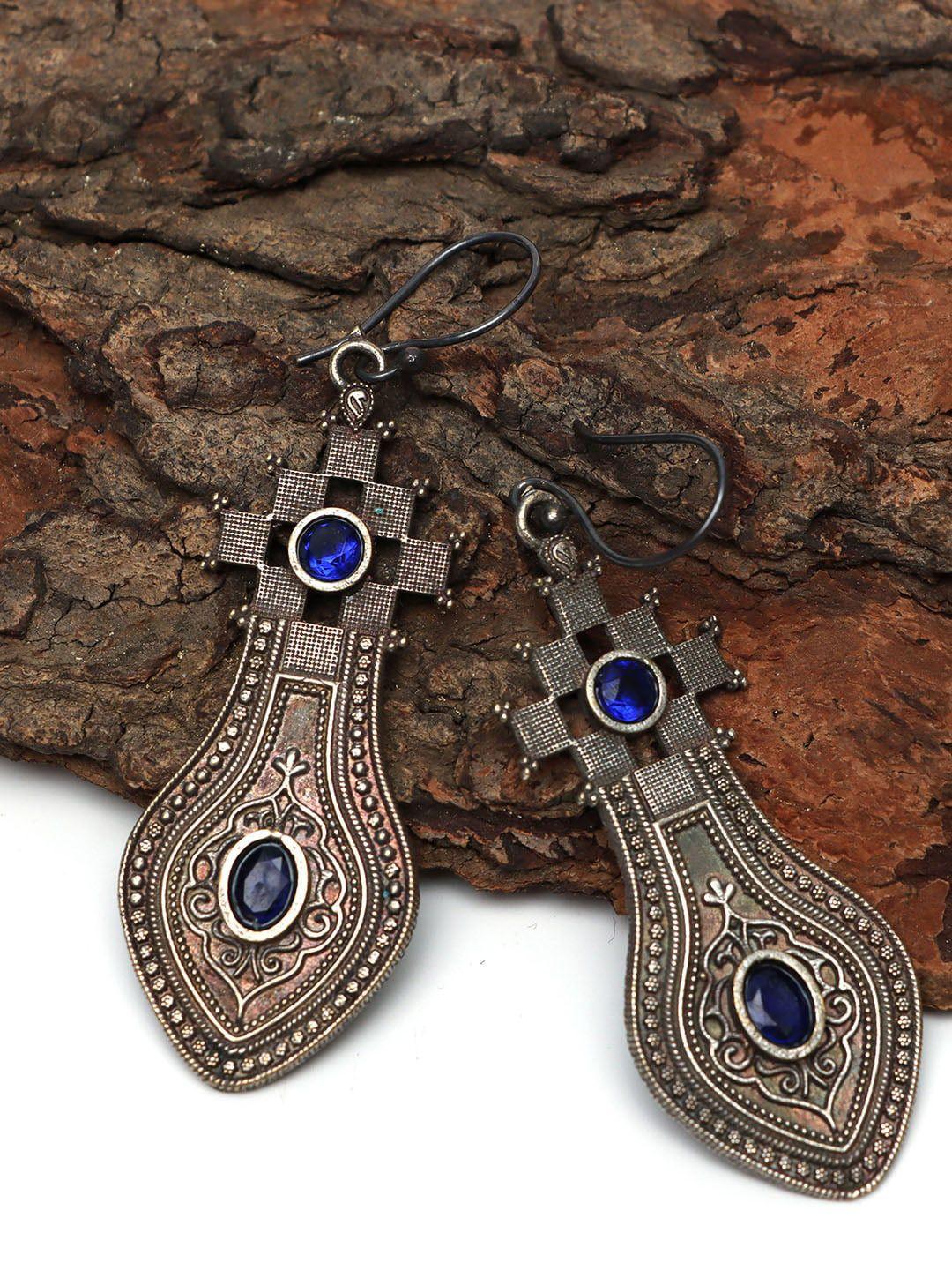 ozanoo blue teardrop shaped drop earrings